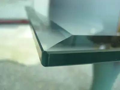 Close-up of a beveled glass edge
