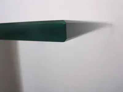Close-up of a flat polished glass edge