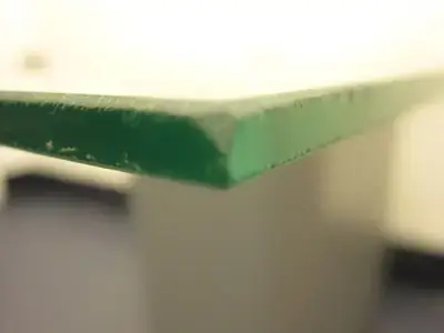 Close-up of a seamed glass edge