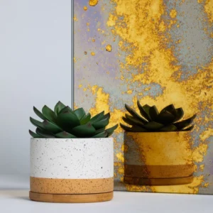 Arcobaleno antique mirror sample with gold and grey mottling