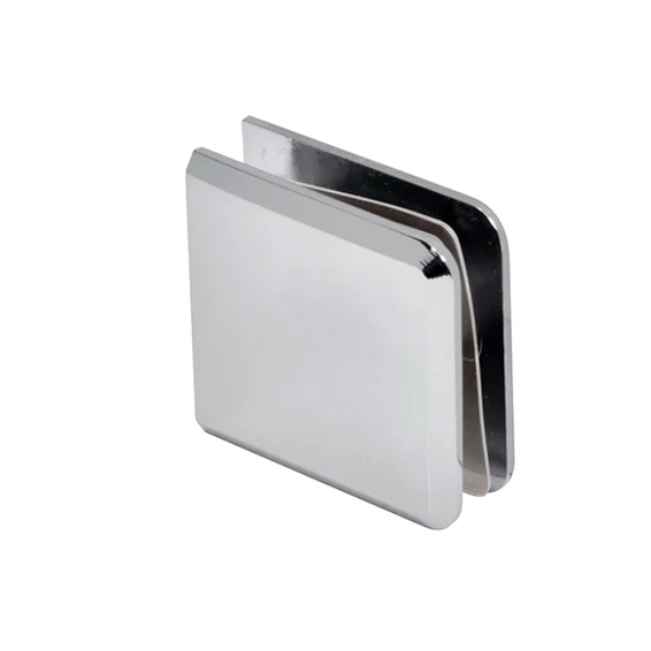 BCU4 beveled wall mount glass clamp in Polished Chrome