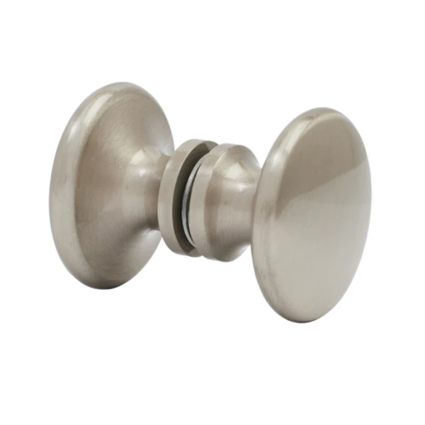 Traditional Style Back-to-Back Shower Door Knobs in Brushed Nickel
