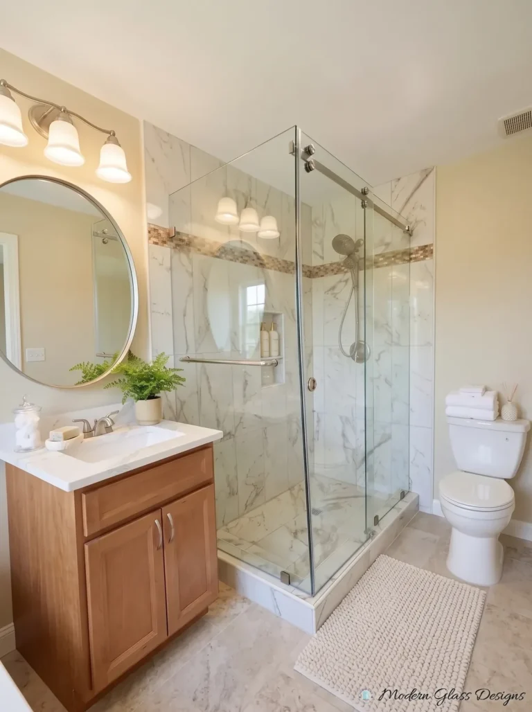 Frameless Sliding Corner Shower Enclosure, Chrome