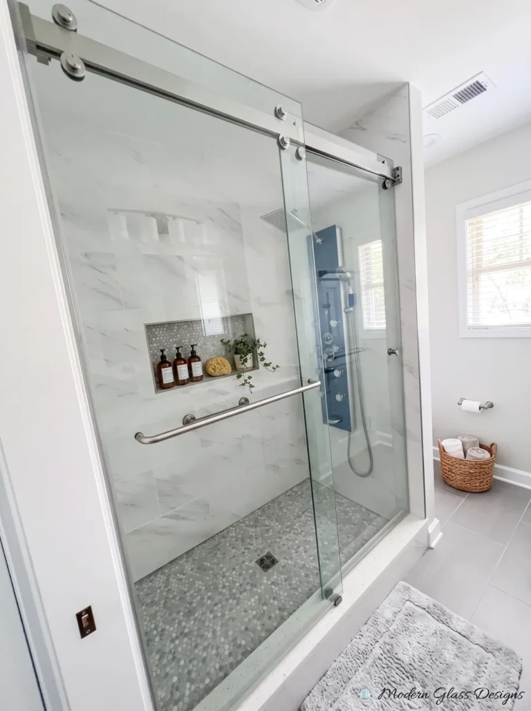 Frameless Sliding Shower Door, Chrome, Wide Walk-In Shower