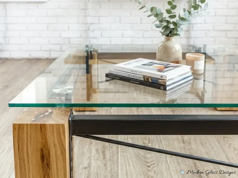 Glass top on a live-edge wood desk