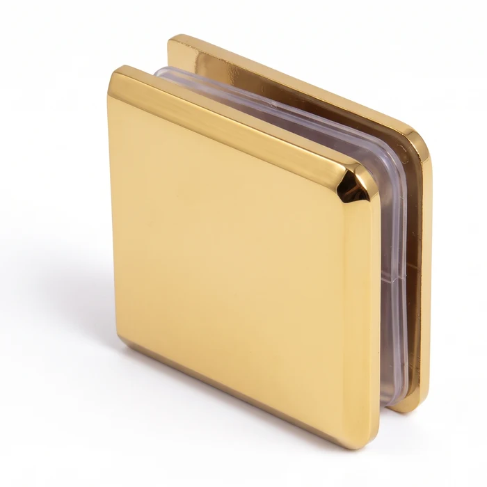 BCU4 beveled U-clamp for shower glass in Polished Brass