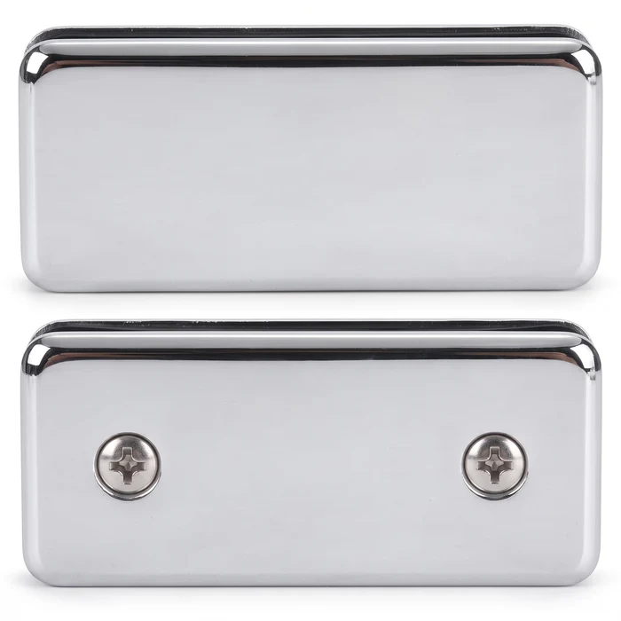 BGC180 beveled 180° glass-to-glass shower clamp, front and rear view in Polished Chrome