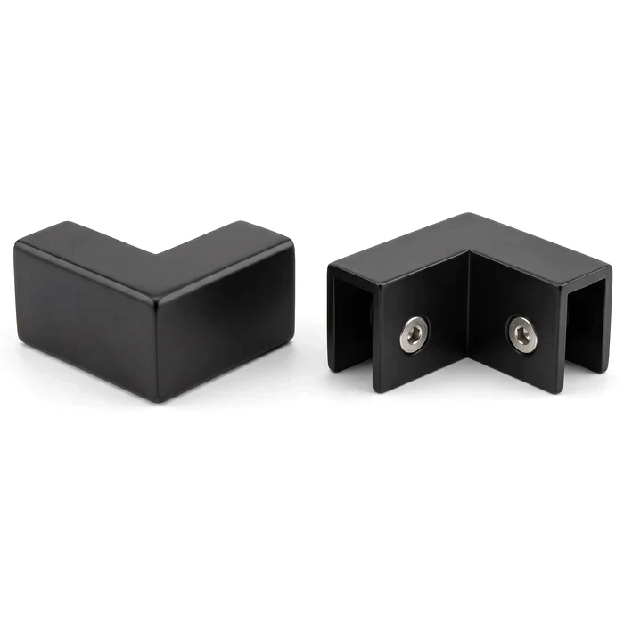S0GC90 sleeve-over 90° glass-to-glass shower clamp in Matte Black