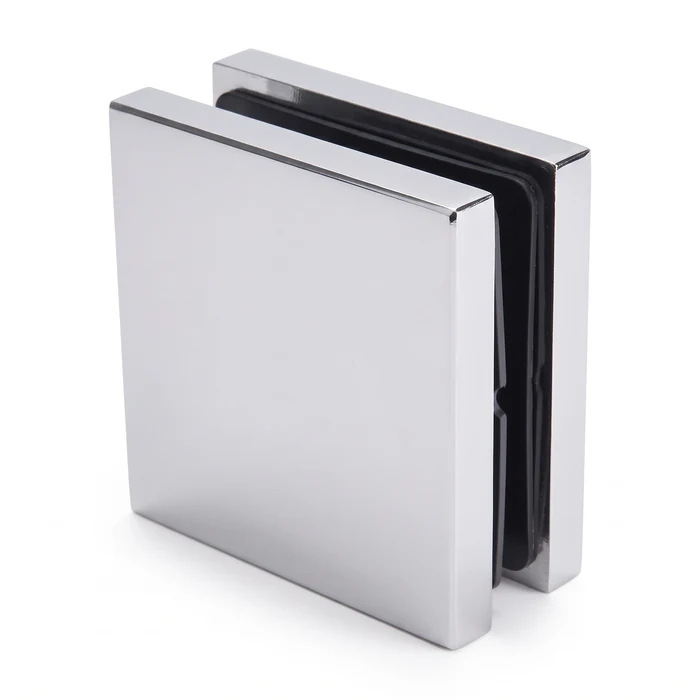 SCU4 square U-clamp for shower glass in Polished Chrome