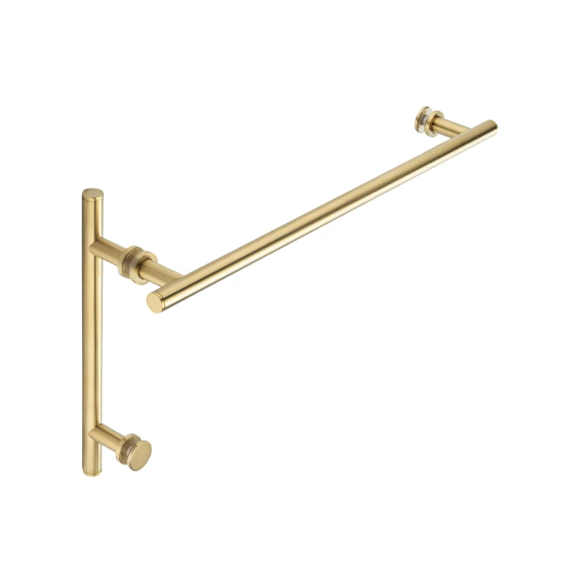 Portals Counterpoint 18″ center-to-center Towel Bar x 8″ c/c Pull with Rosettes in Brushed Brass PVD