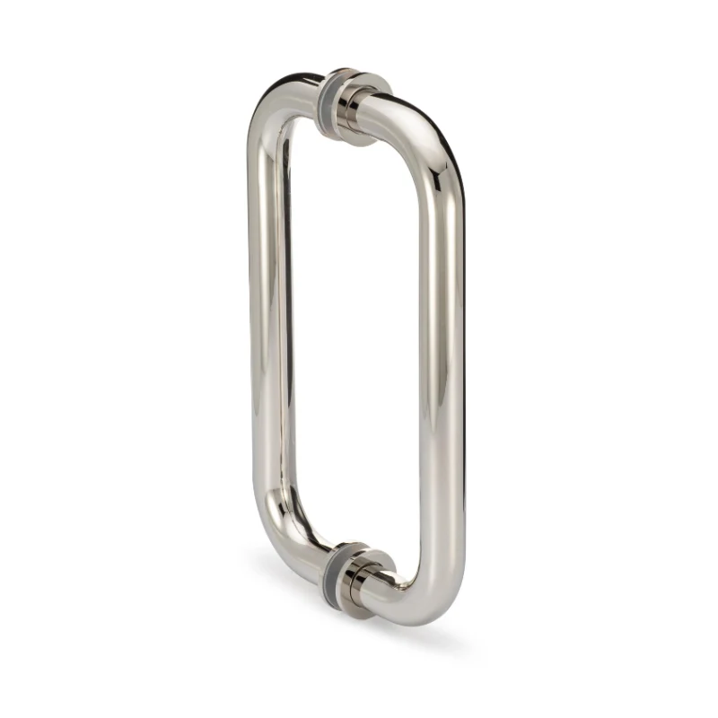 Portals Oceana 8″ center-to-center Back-to-Back Pull with Rosettes in Polished Nickel